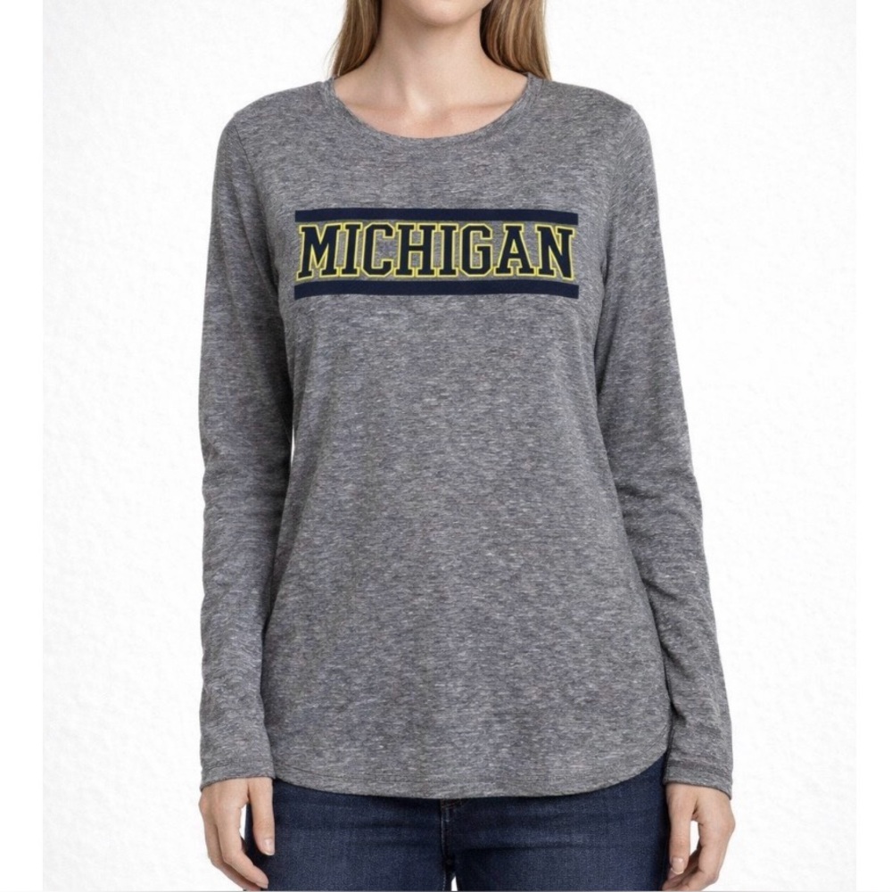 Original League college Michigan long sleeve T-shirt gray W/ logo womens SZ MD